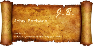 John Barbara névjegykártya